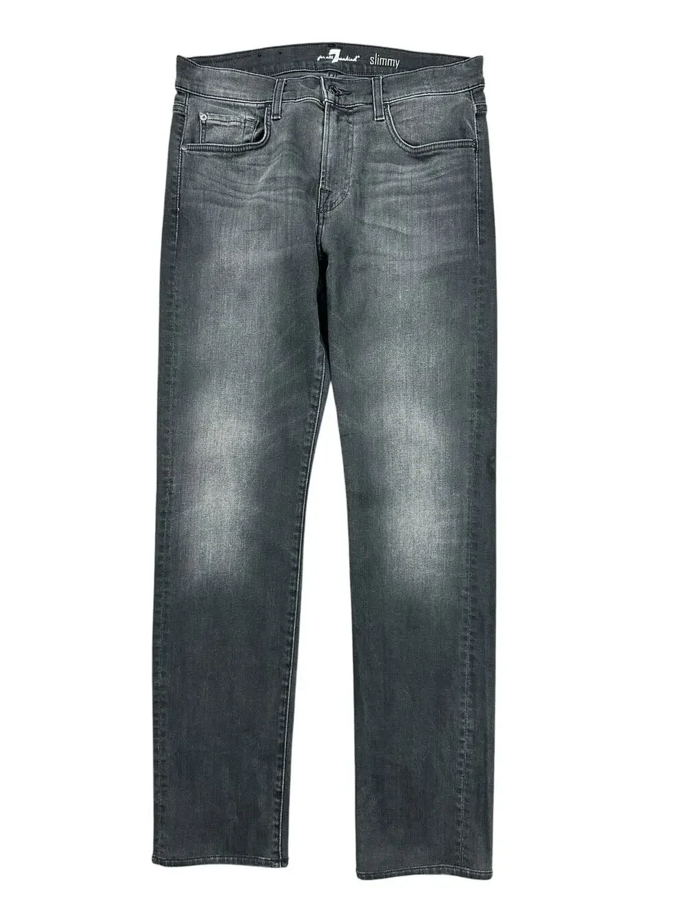 7 For All Mankind Slimmy Straight Leg Jeans Black — Size 33